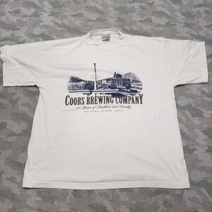 VTG Coors Brewing Shirt Mens XL White Short Sleeve Beer